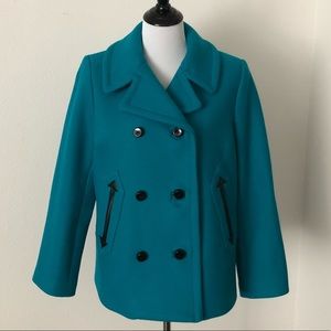 Milly of New York Turquoise Wool Pea Coat